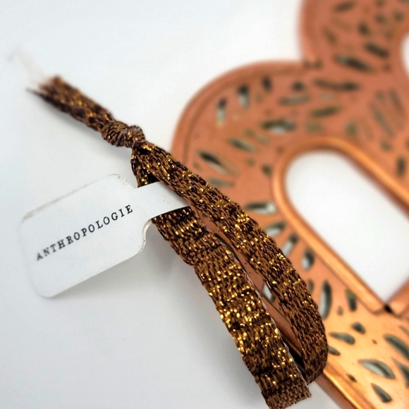 B Initial Holiday Ornament or Gift Tag - Gold/Brass Tone Metal over mirror back - Picture 4 of 11